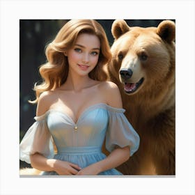 Girl With A Bear 1 Canvas Print