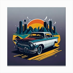 Car Colored Artwork Of Graphic Design Flat (86) Canvas Print