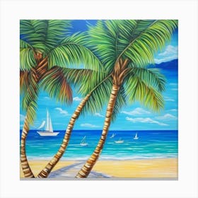 Palm Trees On The Beach 9 Canvas Print