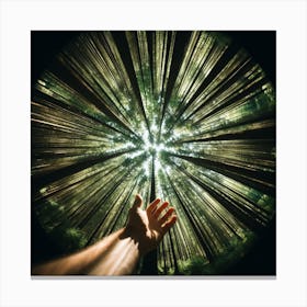 Hand Reaching For Light In The Forest Canvas Print