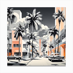 Miami Cityscape, Grayscale art, 1332 Canvas Print