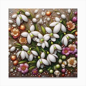 Pattern with snowdrops flowers 2 Canvas Print