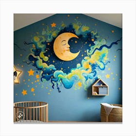 Moon And Stars Canvas Print