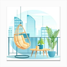 Balcony With Hanging Chair 4 Canvas Print