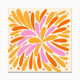 Floral Burst orange, yellow and pink Canvas Print