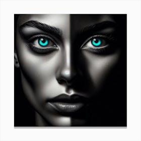 Black And Blue Eyes Canvas Print