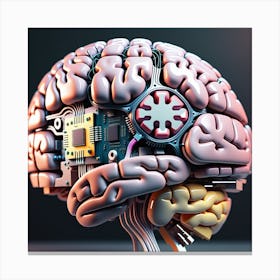 Brain With Electronic Components Canvas Print