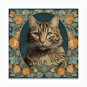 william morris inspired tabby cat 1 Canvas Print