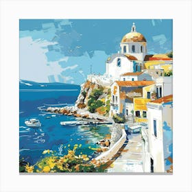 Greece By The Sea Canvas Print