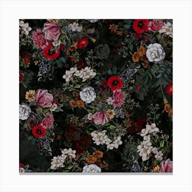 Botanical Flowers 4 Square Canvas Print