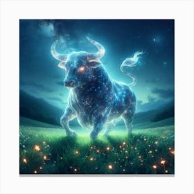 Bull In The Night Sky 8 Canvas Print