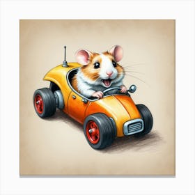 Hamster In A Car Canvas Print