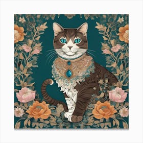 william morris Cat In Garden Canvas Print