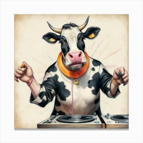 Cow Dj 4 Canvas Print