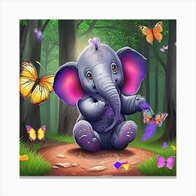 Little Elephant In The Forest Canvas Print