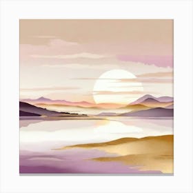 Sunset In The Mountains gold and lilac 3 Canvas Print