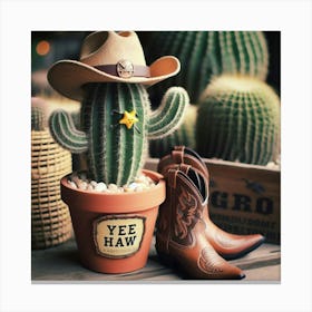 Cactus And Cowboy Boots Canvas Print