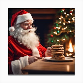 Santa Claus Eating Cookies 10 Canvas Print