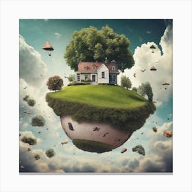 Surreal Landscape Where Gravity Does Not Apply Canvas Print