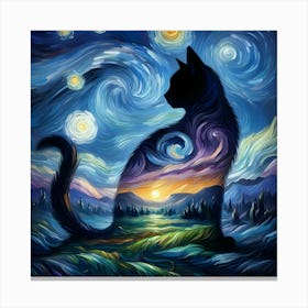 Cat In The Night Sky 2 Canvas Print