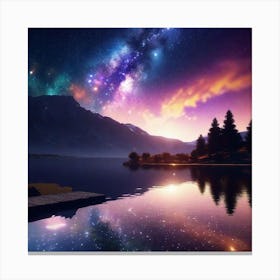 Night Sky Over Lake 2 Canvas Print