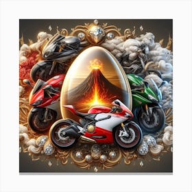 Motorcycles And Volcanoes Canvas Print