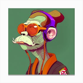 Monkey With Headphones Canvas Print