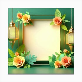 Ramadan Frame With Flowers Canvas Print