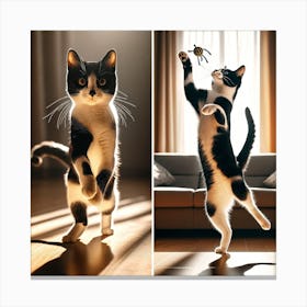 Cat Playing With A Spider Canvas Print