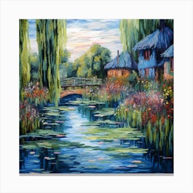Tranquil Tapestry: Monet's Garden Brushstrokes Canvas Print