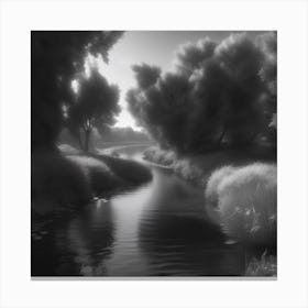 Black And White River 5 Canvas Print