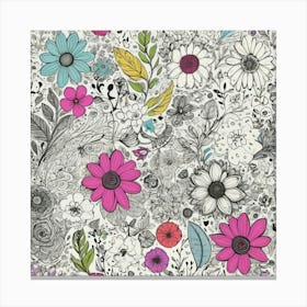 Floral Doodles 1 Canvas Print