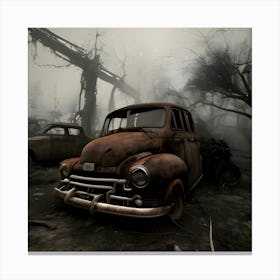 Old Cars In A Forest Canvas Print