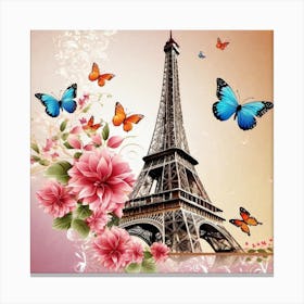 Paris With Butterflies 167 Canvas Print