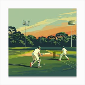 Cricket Game At Sunset Canvas Print