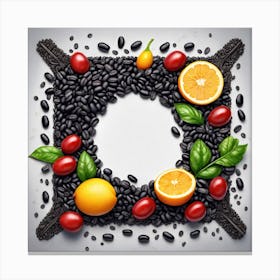 Black Beans And Oranges Canvas Print