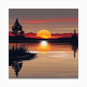 Sunset On The Lake 15 Canvas Print