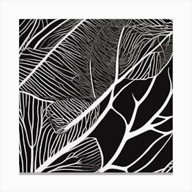 Minimal Plant Leaf Black Art Canvas Print