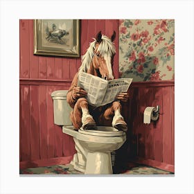 Horse Reading Newspaper Canvas Print