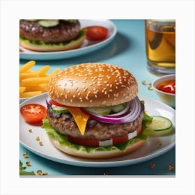 Hamburger And Fries 21 Canvas Print