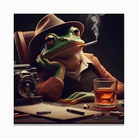 Frog Smoking Canvas Print