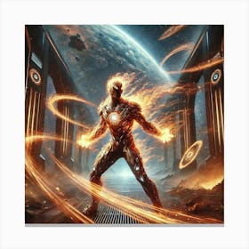 A Dynamic Sci Fi Scene Featuring Ember Sage, An Al Canvas Print