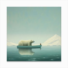 Polar Bear In A Boat Canvas Print