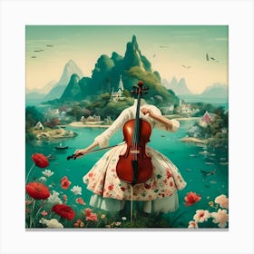 Cellist In The Garden Canvas Print