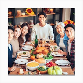 Thanksgiving Dinner With Family Canvas Print