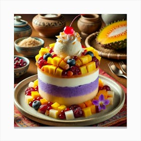 A Beautifully Presented Halo Halo Cheesecake, Feat Canvas Print