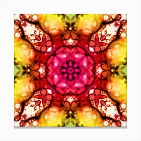 Red And Yellow Abstract Alcohol Ink Pattern 1 Canvas Print