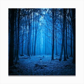 Firefly Midnight Blue Forest Deepens Blue Tones For A Dark, Mysterious Atmosphere Canvas Print