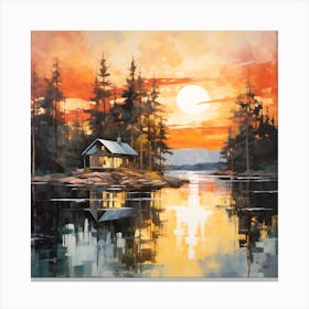 Cabin Sunset Canvas Print