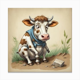 Cow On The Ground Canvas Print